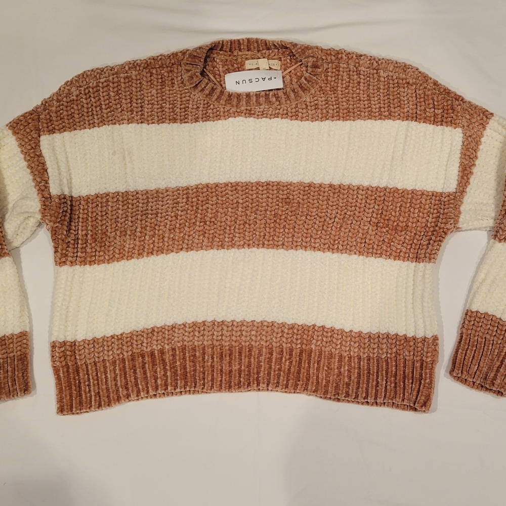Women's Brown and Cream Chenille Sweater